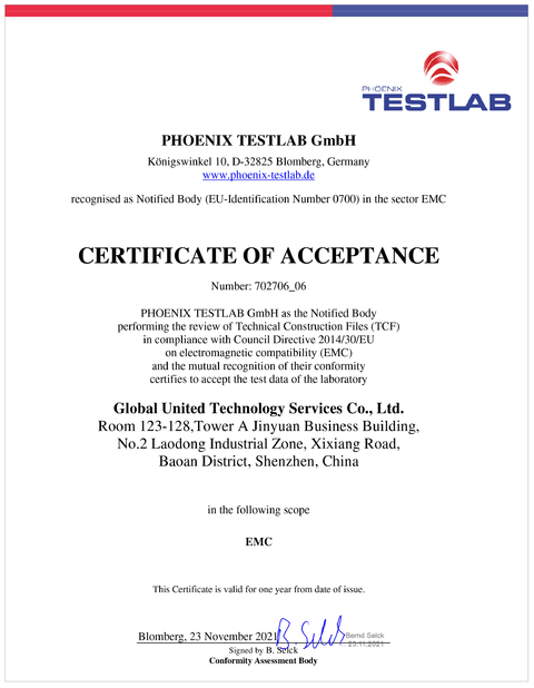 الصين Global United Technology Services Co.,Ltd. الشهادات